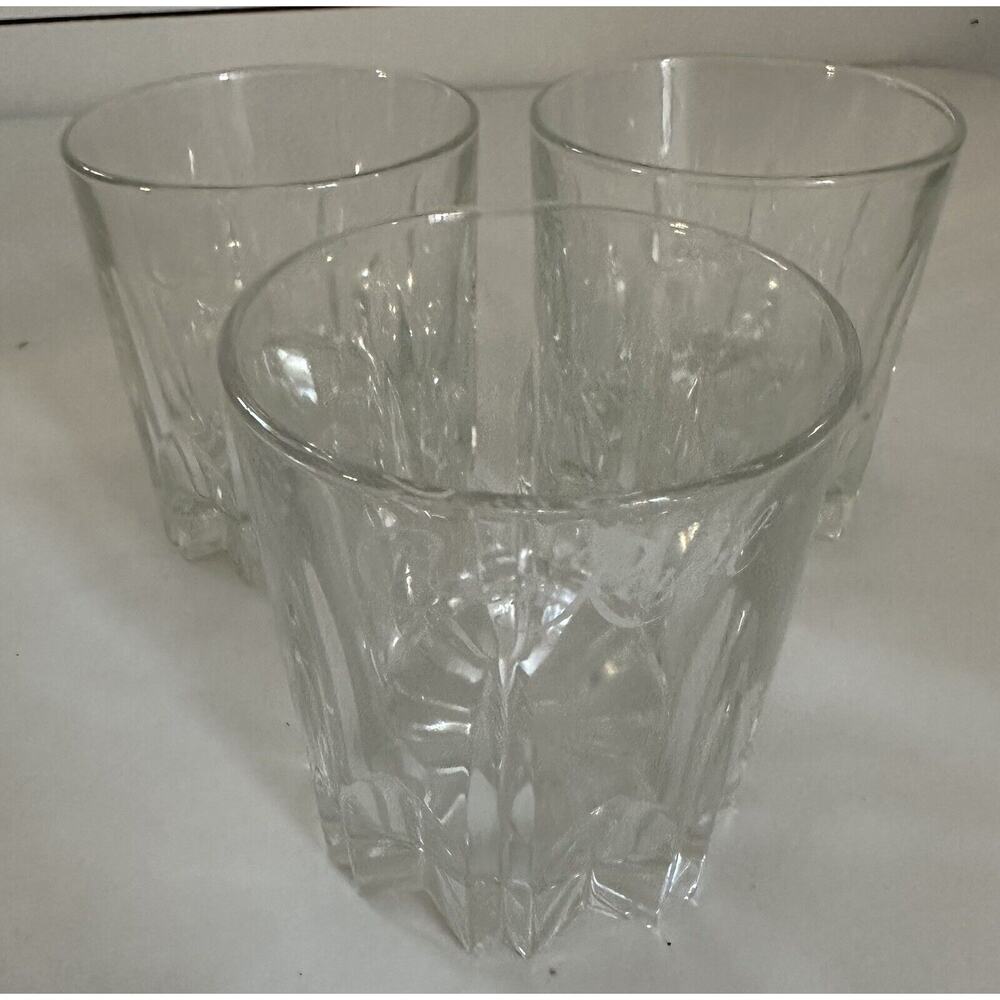 Crown Royal Diamond Cut Embosed *MADE IN ITALY* Whiskey Rocks Glasses Set Of 3